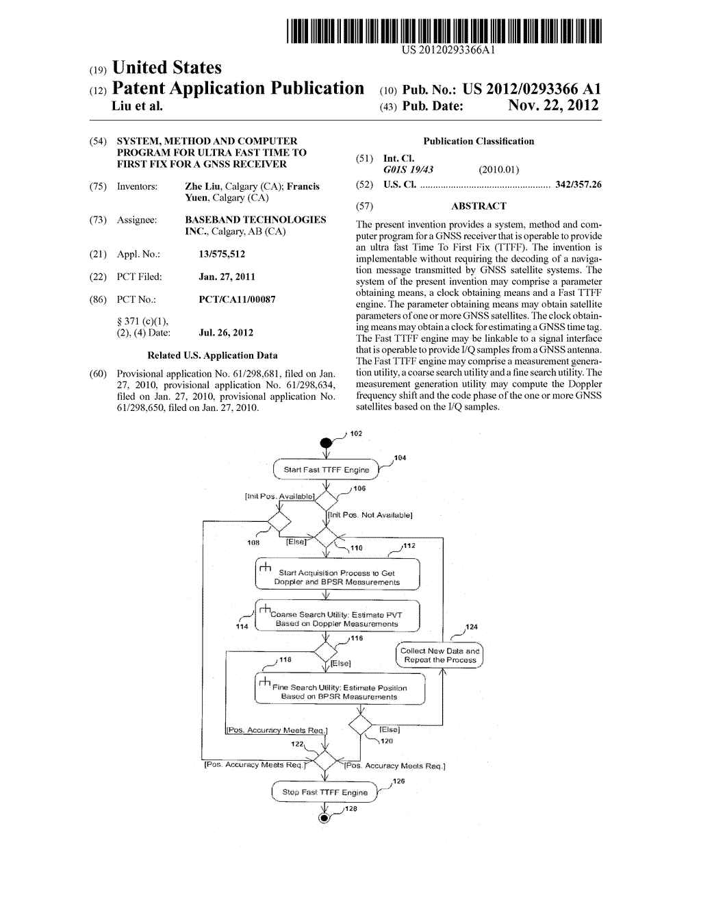 SYSTEM, METHOD AND COMPUTER PROGRAM FOR ULTRA FAST TIME TO FIRST FIX FOR A     GNSS RECEIVER - diagram, schematic, and image 01