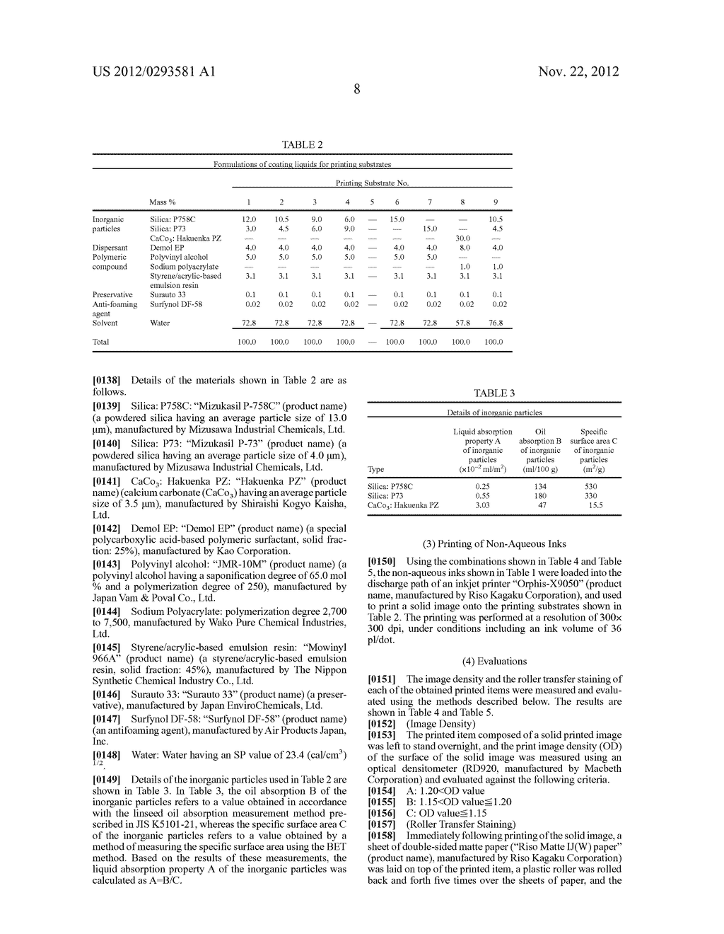 METHOD FOR PRINTING NON-AQUEOUS INK AND PRINTING SUBSTRATE FOR NON-AQUEOUS     INK - diagram, schematic, and image 09