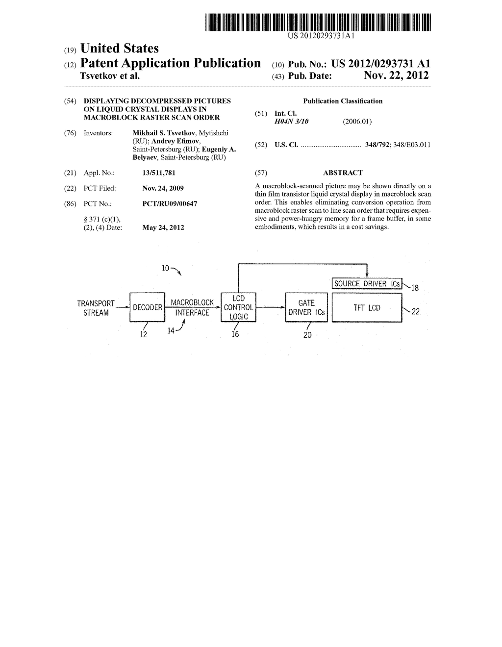 Displaying Decompressed Pictures on Liquid Crystal Displays in Macroblock     Raster Scan Order - diagram, schematic, and image 01