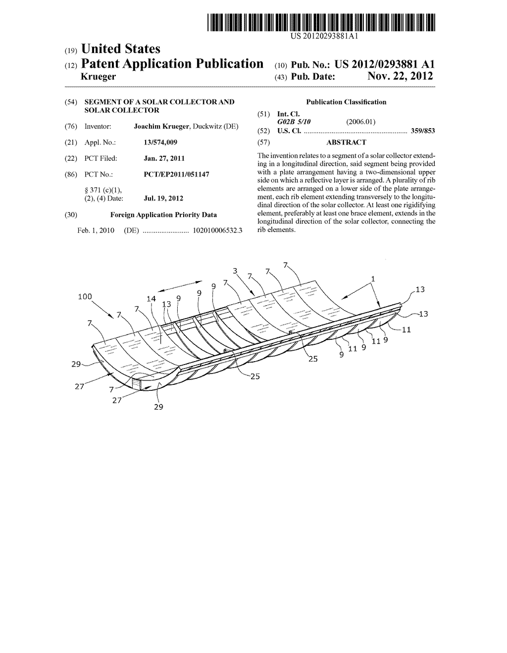 SEGMENT OF A SOLAR COLLECTOR AND SOLAR COLLECTOR - diagram, schematic, and image 01