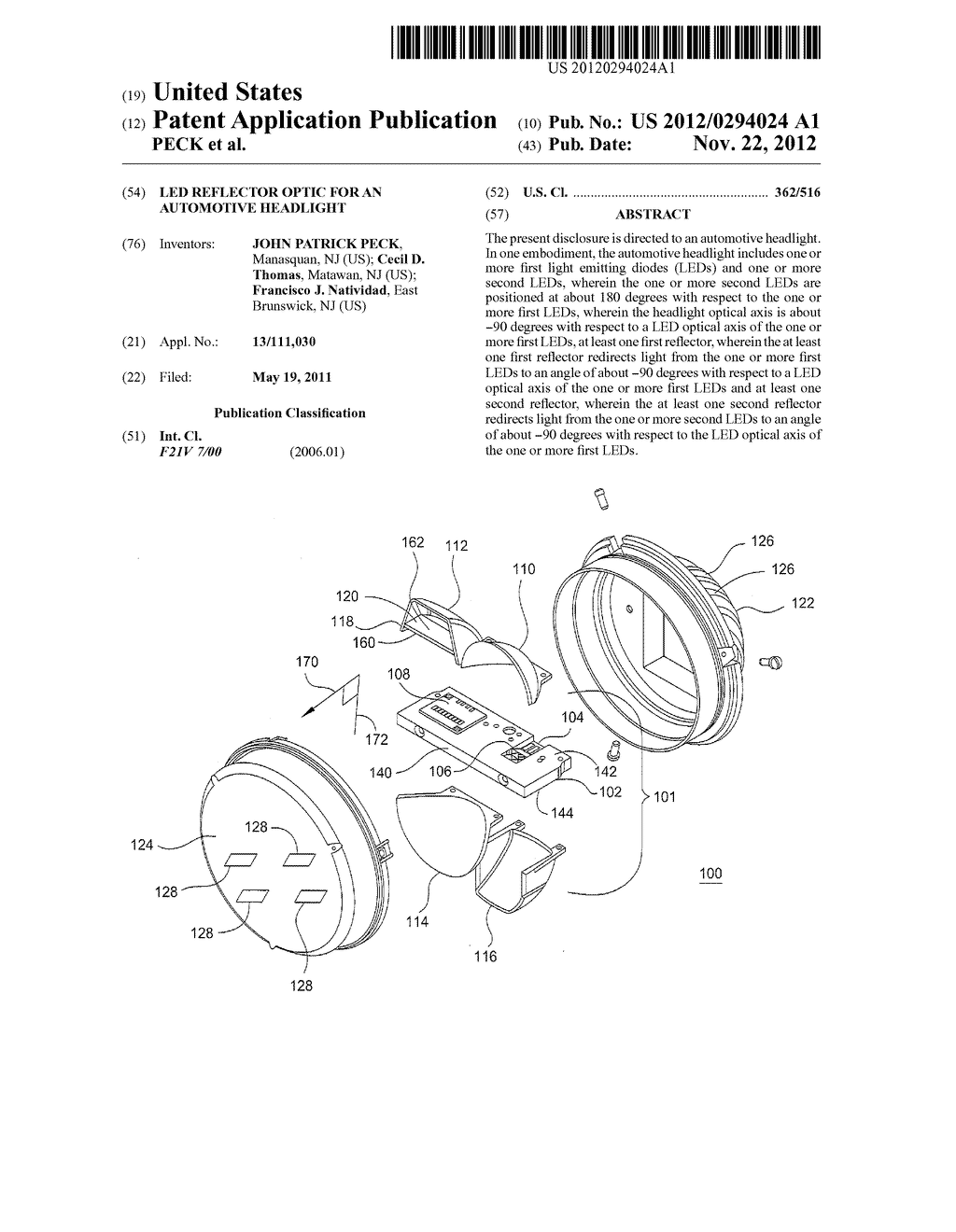 LED REFLECTOR OPTIC FOR AN AUTOMOTIVE HEADLIGHT - diagram, schematic, and image 01