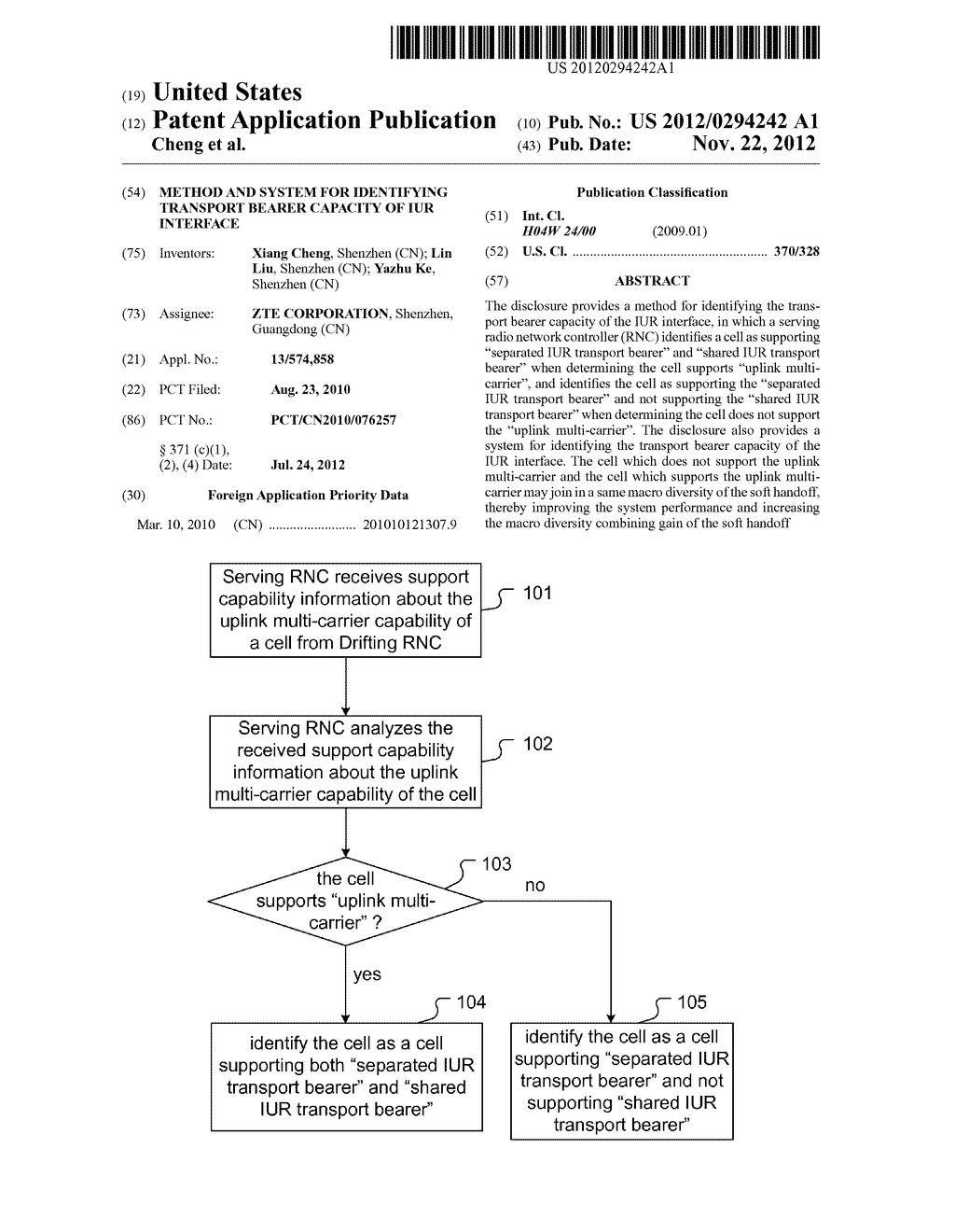 Method and System for Identifying Transport Bearer Capacity of IUR     Interface - diagram, schematic, and image 01