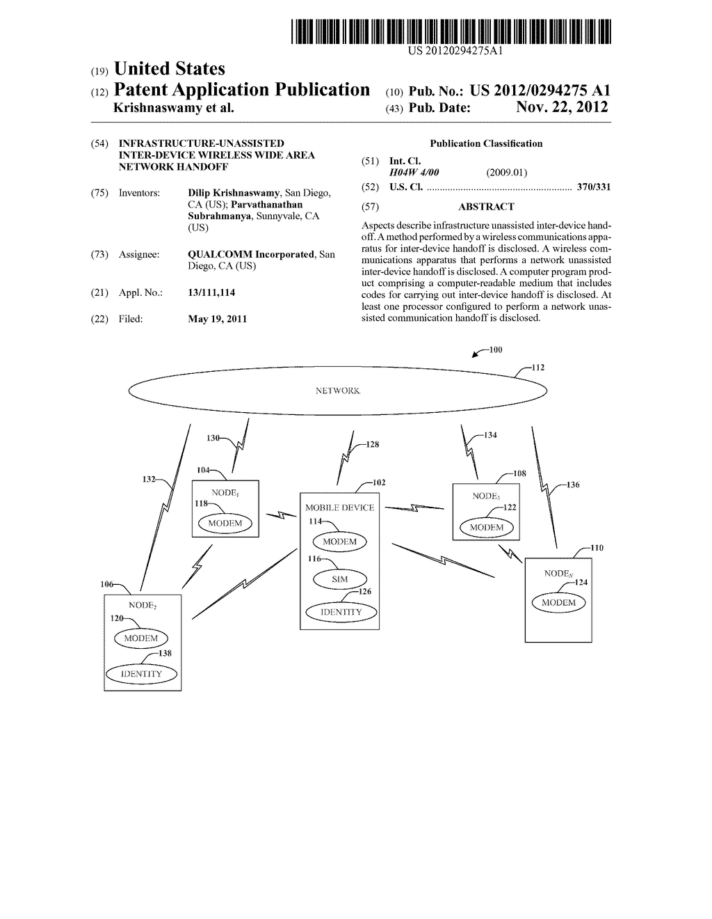 INFRASTRUCTURE-UNASSISTED INTER-DEVICE WIRELESS WIDE AREA NETWORK HANDOFF - diagram, schematic, and image 01