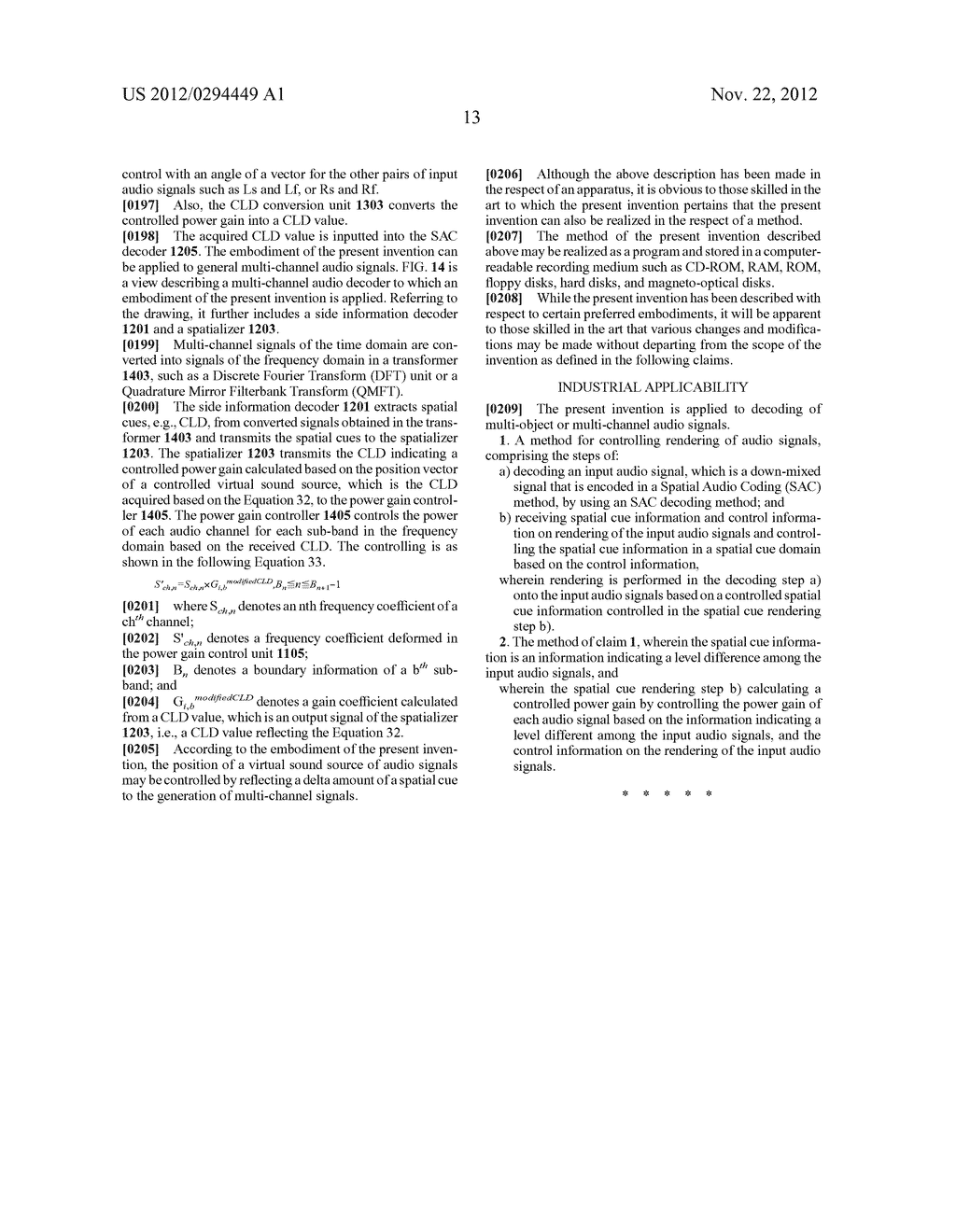 METHOD AND APPARATUS FOR CONTROL OF RANDERING MULTIOBJECT OR MULTICHANNEL     AUDIO SIGNAL USING SPATIAL CUE - diagram, schematic, and image 25