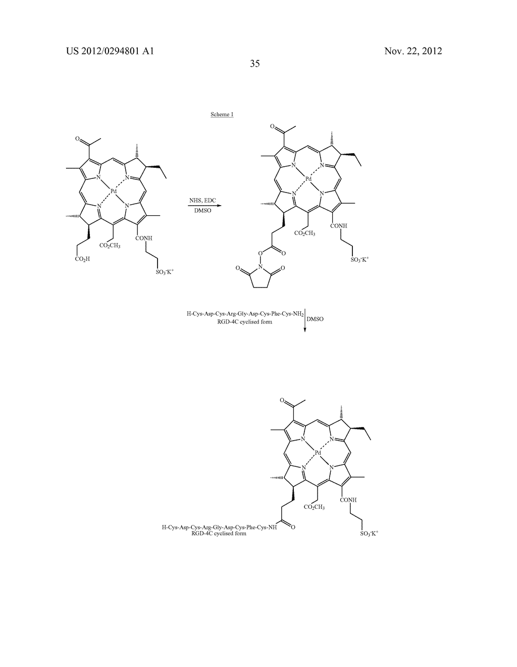 CONJUGATES OF RGD PEPTIDES AND PORPHYRIN OR (BACTERIO)CHLOROPHYLL     PHOTOSYNTHESIZERS AND THEIR USES - diagram, schematic, and image 76