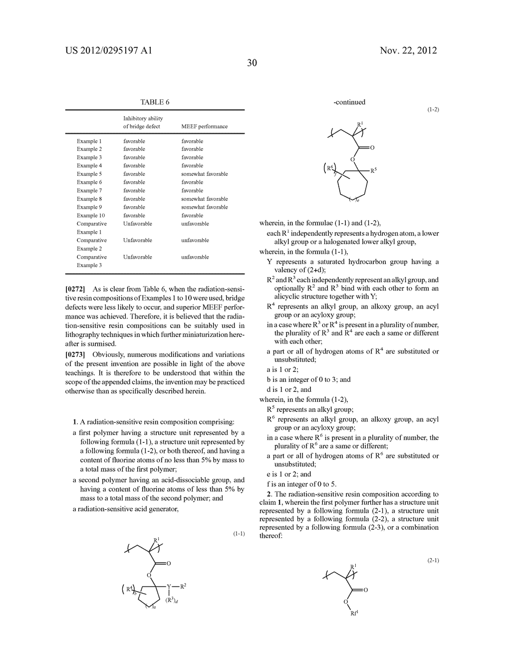 RADIATION-SENSITIVE RESIN COMPOSITION, POLYMER AND METHOD FOR FORMING A     RESIST PATTERN - diagram, schematic, and image 30