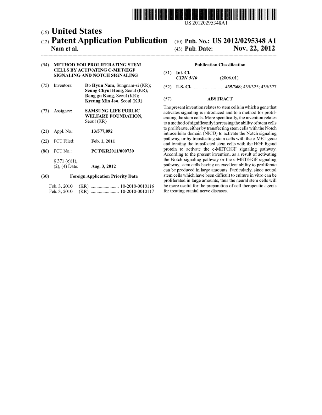 METHOD FOR PROLIFERATING STEM CELLS BY ACTIVATING C-MET/HGF SIGNALING AND     NOTCH SIGNALING - diagram, schematic, and image 01