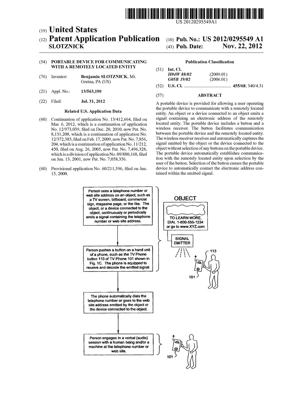 Portable device for communicating with a remotely located entity - diagram, schematic, and image 01