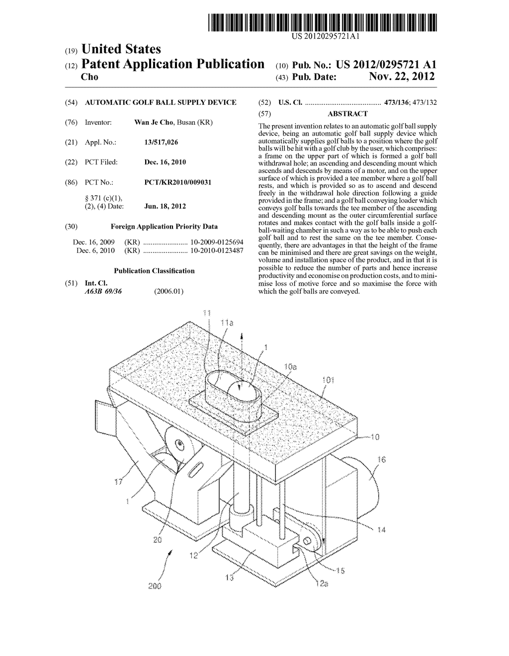 AUTOMATIC GOLF BALL SUPPLY DEVICE - diagram, schematic, and image 01