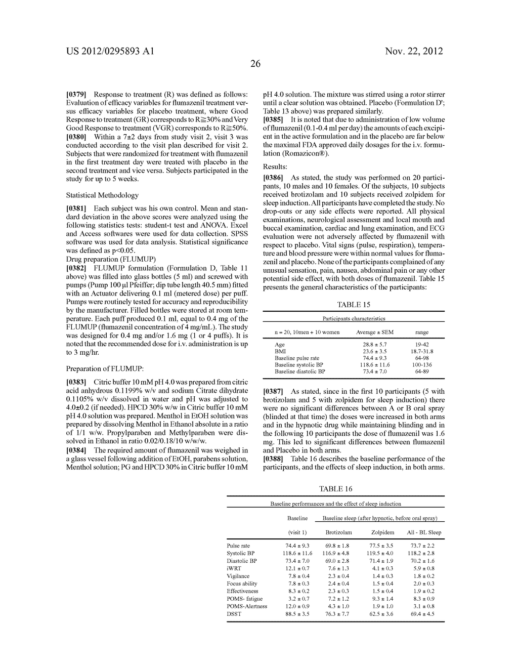 COMPOSITIONS AND METHODS OF COUNTERACTING RESIDUAL SEDATIVE EFFECTS OF     SLEEP/ HYPNOTIC DRUGS - diagram, schematic, and image 42