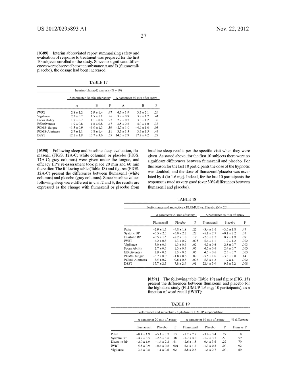 COMPOSITIONS AND METHODS OF COUNTERACTING RESIDUAL SEDATIVE EFFECTS OF     SLEEP/ HYPNOTIC DRUGS - diagram, schematic, and image 43