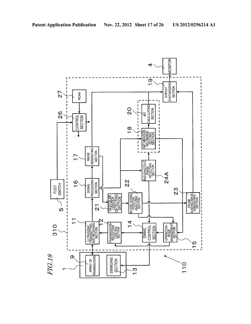 ULTRASONIC DIAGNOSTIC DEVICE, AND REGION-TO-BE-DETECTED IMAGE DISPLAY     METHOD AND MEASUREMENT METHOD USING SAME - diagram, schematic, and image 18