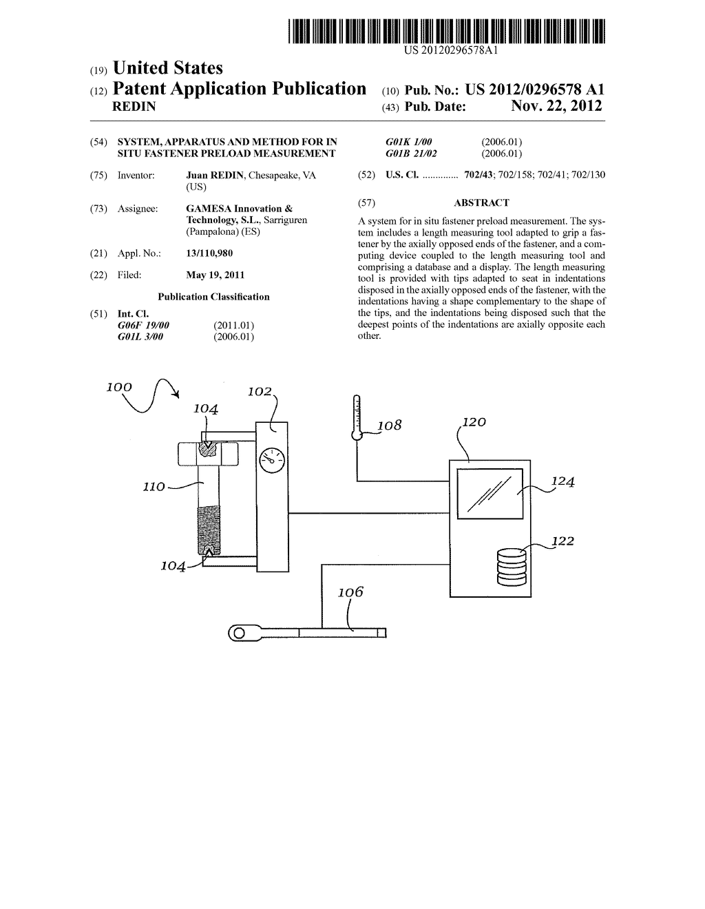 SYSTEM, APPARATUS AND METHOD FOR IN SITU FASTENER PRELOAD MEASUREMENT - diagram, schematic, and image 01