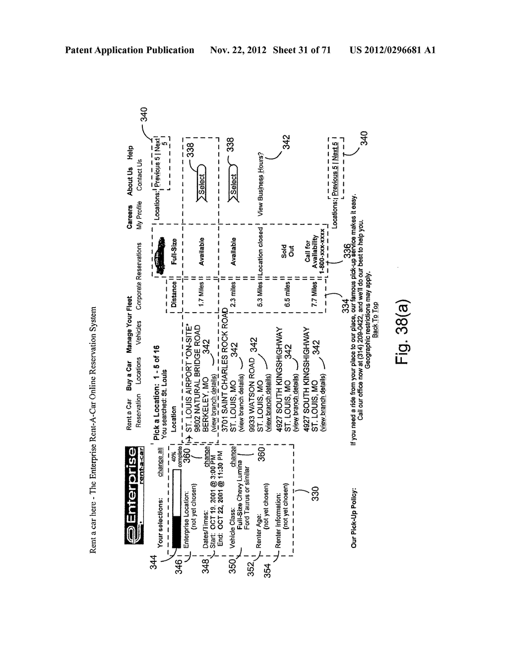 Method and Apparatus for Improved Listings of Branch Locations for Booking     Rental Vehicle Reservations On-Line - diagram, schematic, and image 32