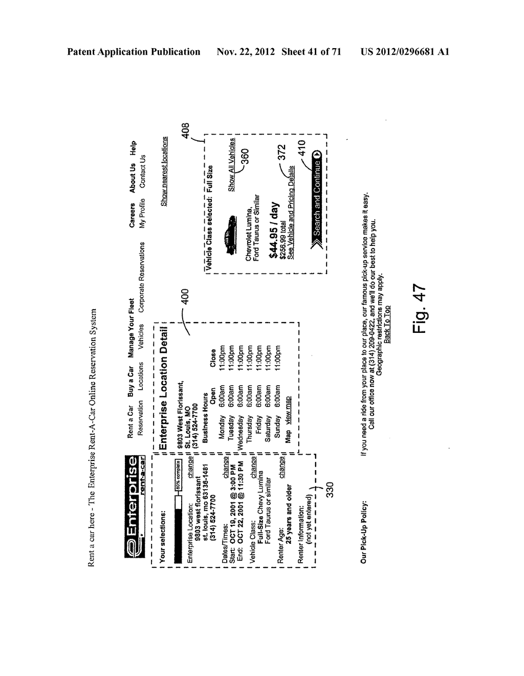 Method and Apparatus for Improved Listings of Branch Locations for Booking     Rental Vehicle Reservations On-Line - diagram, schematic, and image 42