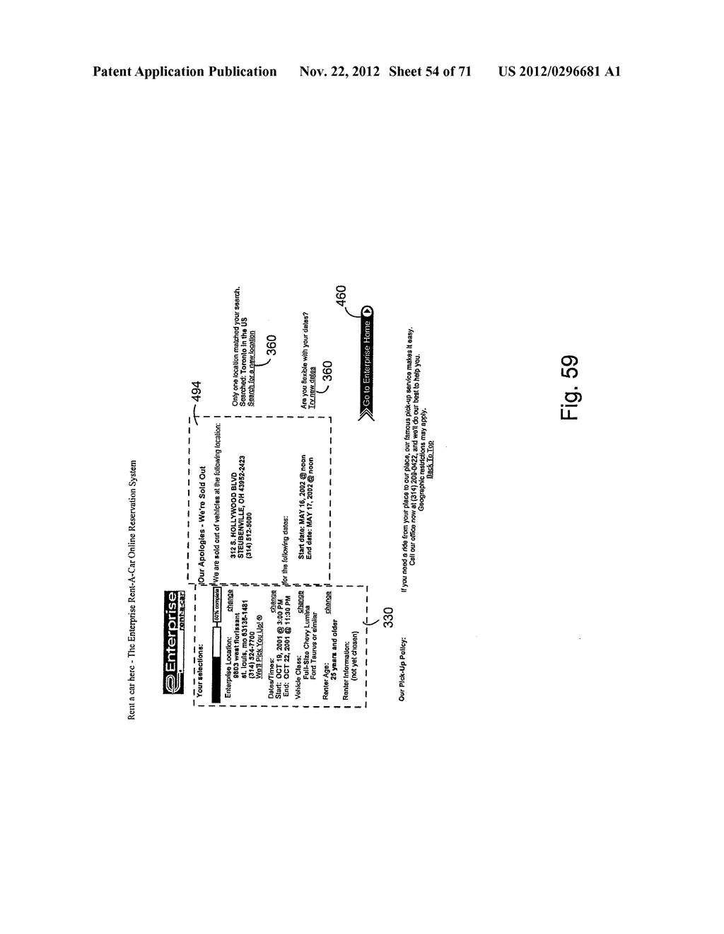 Method and Apparatus for Improved Listings of Branch Locations for Booking     Rental Vehicle Reservations On-Line - diagram, schematic, and image 55