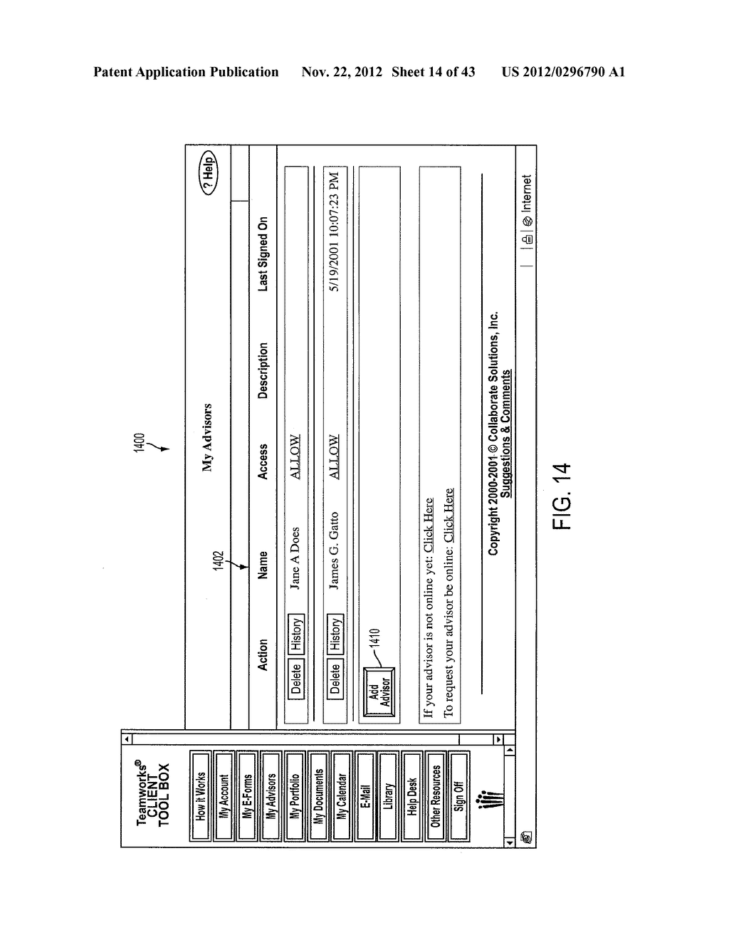 METHOD AND SYSTEM FOR ENABLING COLLABORATION BETWEEN ADVISORS AND CLIENTS - diagram, schematic, and image 15