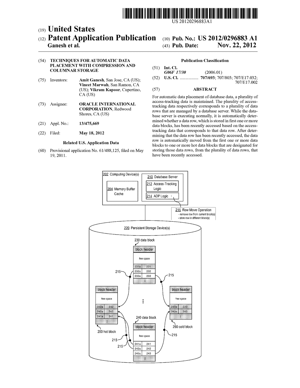 Techniques For Automatic Data Placement With Compression And Columnar     Storage - diagram, schematic, and image 01