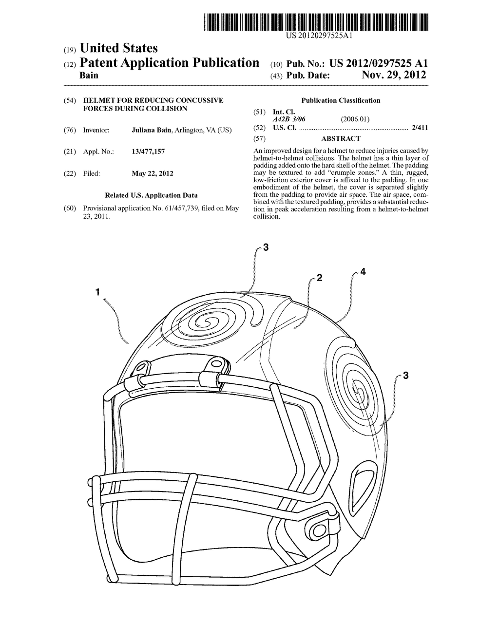 Helmet for Reducing Concussive Forces During Collision - diagram, schematic, and image 01