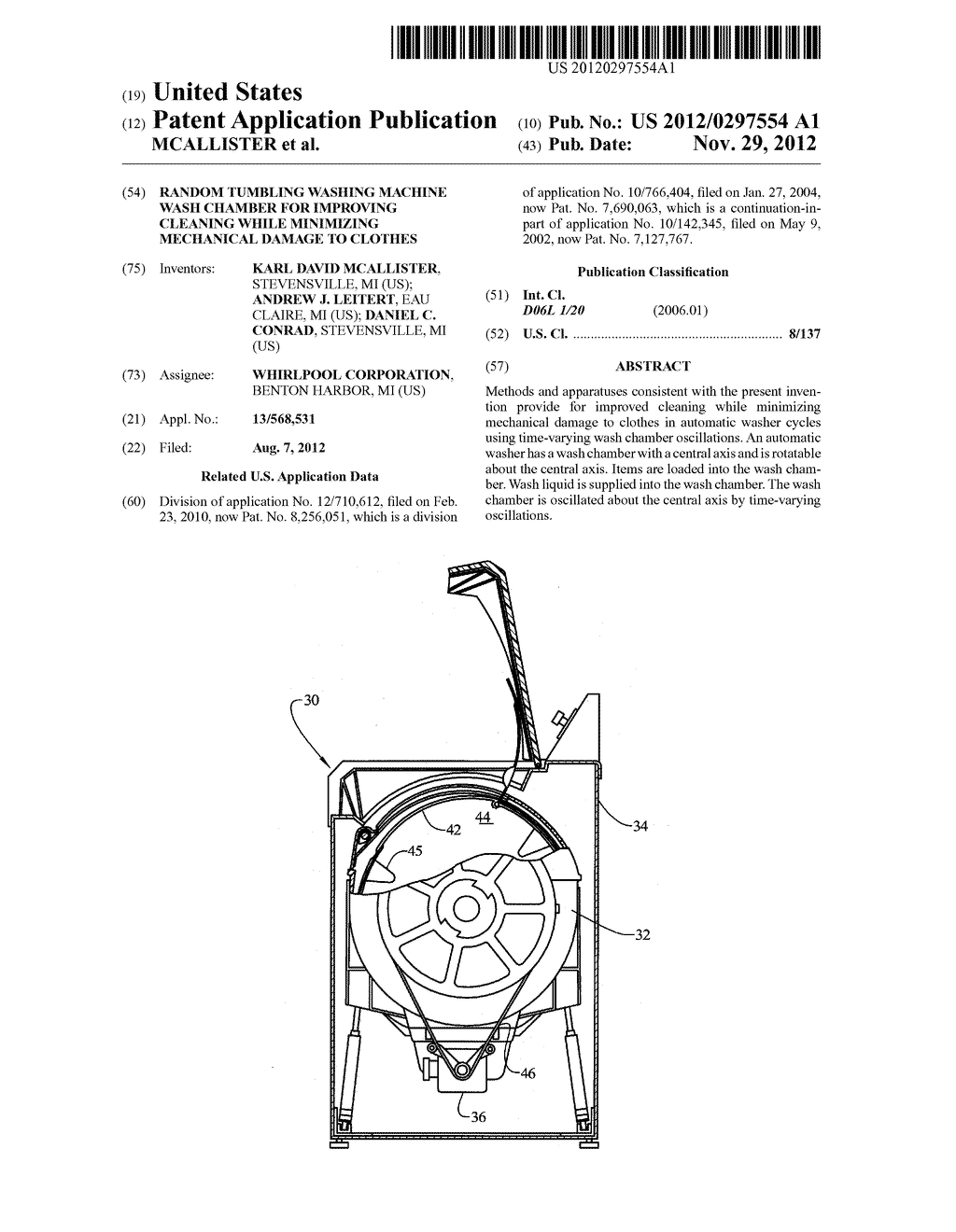 RANDOM TUMBLING WASHING MACHINE WASH CHAMBER FOR IMPROVING CLEANING WHILE     MINIMIZING MECHANICAL DAMAGE TO CLOTHES - diagram, schematic, and image 01