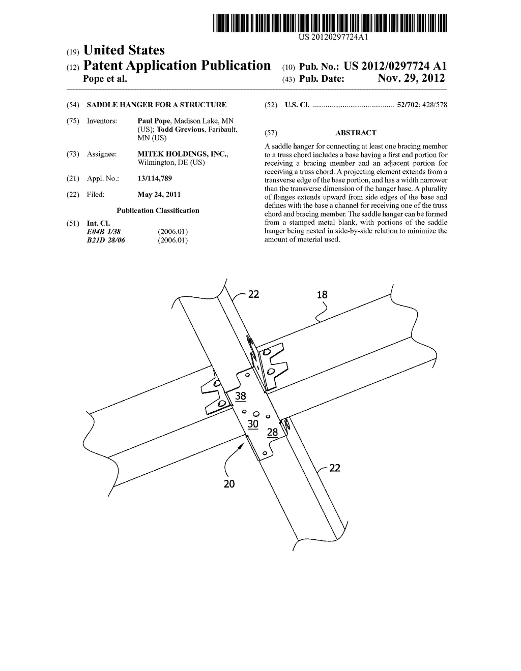 SADDLE HANGER FOR A STRUCTURE - diagram, schematic, and image 01