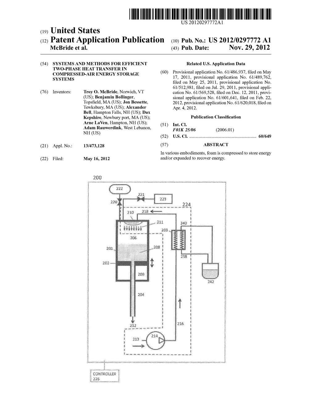 SYSTEMS AND METHODS FOR EFFICIENT TWO-PHASE HEAT TRANSFER IN     COMPRESSED-AIR ENERGY STORAGE SYSTEMS - diagram, schematic, and image 01