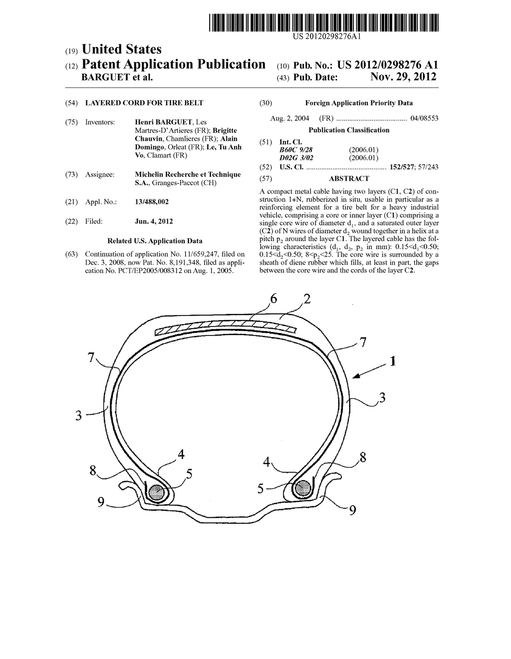 Layered Cord for Tire Belt - diagram, schematic, and image 01