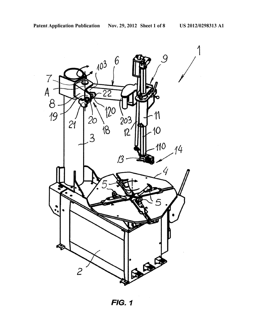 APPARATUS FOR ANGULAR POSITIONING OF AN OPERATING ARM OF A TIRE CHANGING     MACHINE - diagram, schematic, and image 02