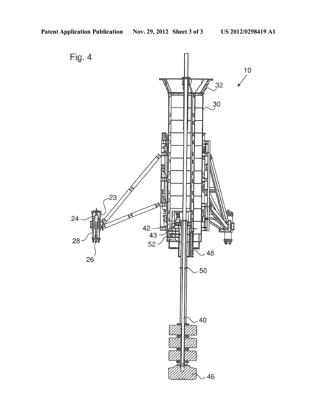 UNDERWATER DRILLING ARRANGEMENT AND METHOD FOR INTRODUCING A FOUNDATION     ELEMENT INTO A BED OF A BODY OF WATER - diagram, schematic, and image 04