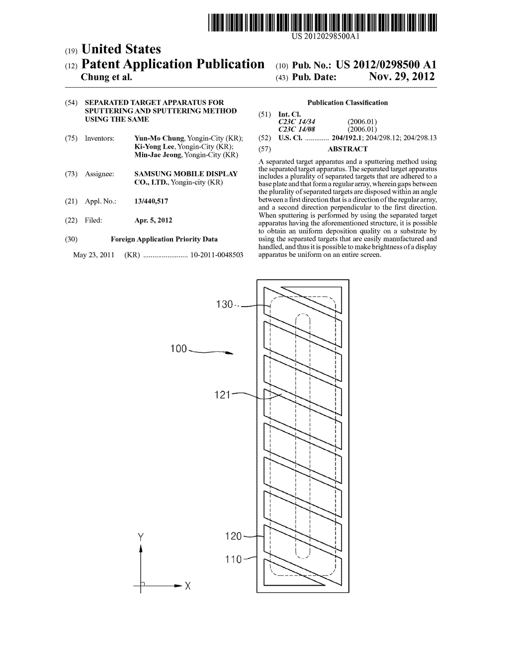 SEPARATED TARGET APPARATUS FOR SPUTTERING AND SPUTTERING METHOD USING THE     SAME - diagram, schematic, and image 01