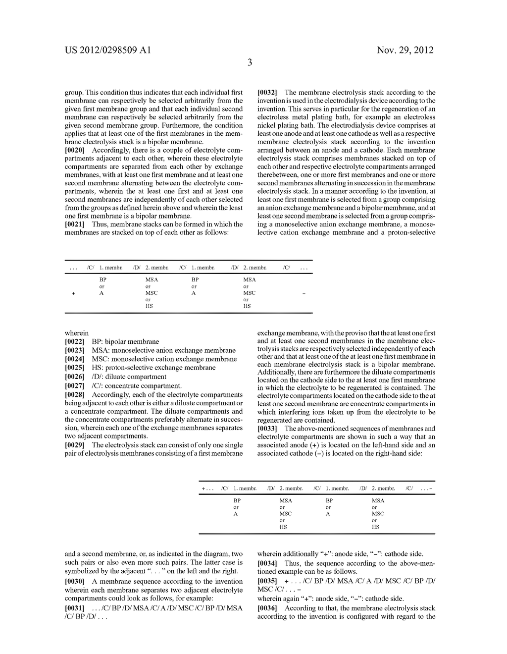 Membrane Electrolysis Stack, Electrodialysis Device Including the Stack     and Method for the Regeneration of an Electroless Plating Bath - diagram, schematic, and image 06