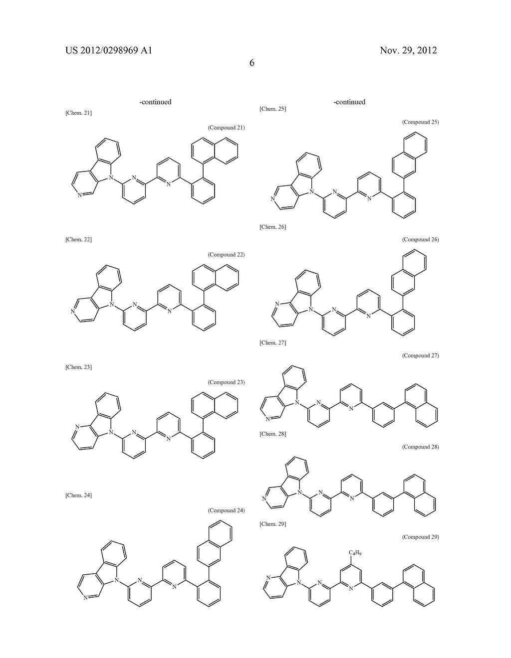 COMPOUND HAVING PYRIDOINDOLE RING STRUCTURE HAVING SUBSTITUTED PYRIDYL     GROUP ATTACHED THERETO, AND ORGANIC ELECTROLUMINESCENCE ELEMENT - diagram, schematic, and image 18