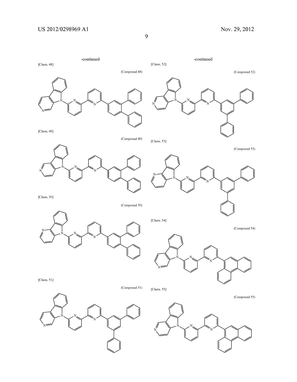 COMPOUND HAVING PYRIDOINDOLE RING STRUCTURE HAVING SUBSTITUTED PYRIDYL     GROUP ATTACHED THERETO, AND ORGANIC ELECTROLUMINESCENCE ELEMENT - diagram, schematic, and image 21