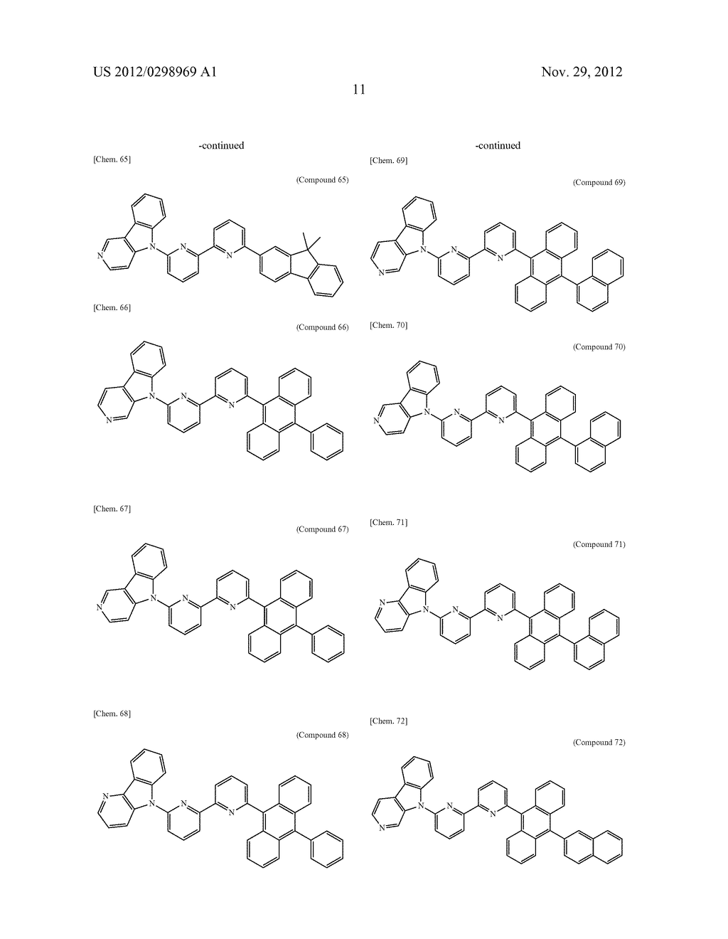 COMPOUND HAVING PYRIDOINDOLE RING STRUCTURE HAVING SUBSTITUTED PYRIDYL     GROUP ATTACHED THERETO, AND ORGANIC ELECTROLUMINESCENCE ELEMENT - diagram, schematic, and image 23