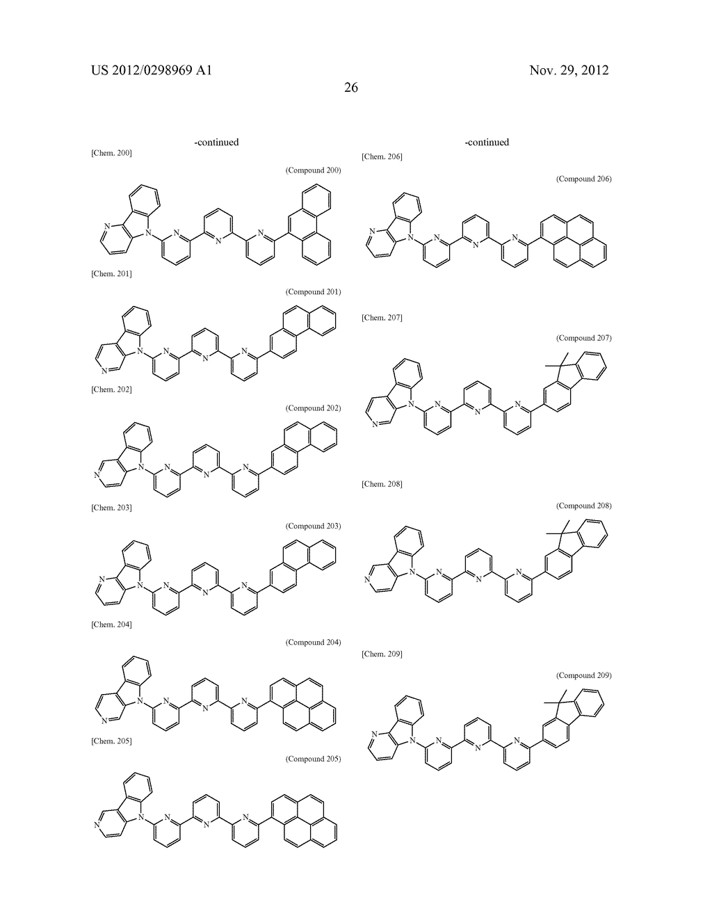 COMPOUND HAVING PYRIDOINDOLE RING STRUCTURE HAVING SUBSTITUTED PYRIDYL     GROUP ATTACHED THERETO, AND ORGANIC ELECTROLUMINESCENCE ELEMENT - diagram, schematic, and image 38
