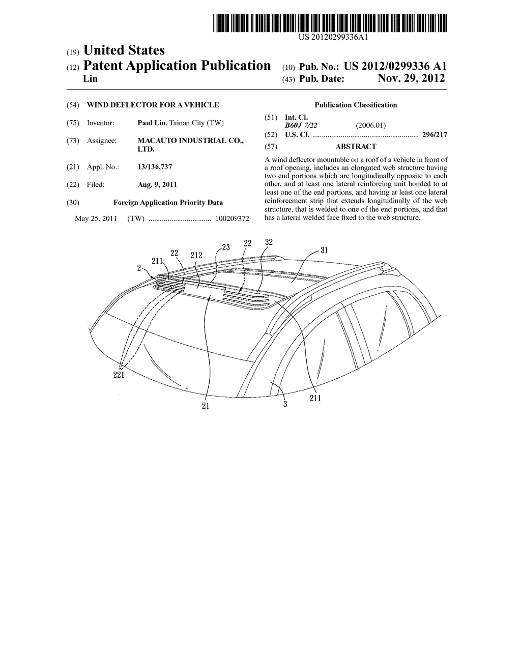 Wind deflector for a vehicle - diagram, schematic, and image 01