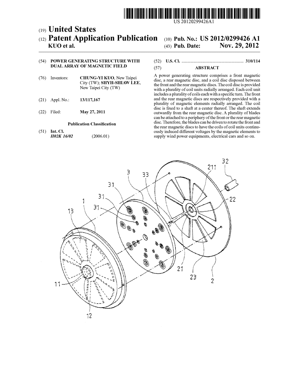 POWER GENERATING STRUCTURE WITH DUAL ARRAY OF MAGNETIC FIELD - diagram, schematic, and image 01