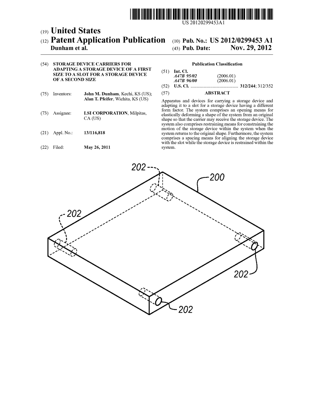 STORAGE DEVICE CARRIERS FOR ADAPTING A STORAGE DEVICE OF A FIRST SIZE TO A     SLOT FOR A STORAGE DEVICE OF A SECOND SIZE - diagram, schematic, and image 01