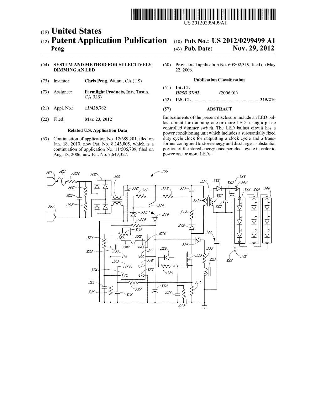 SYSTEM AND METHOD FOR SELECTIVELY DIMMING AN LED - diagram, schematic, and image 01