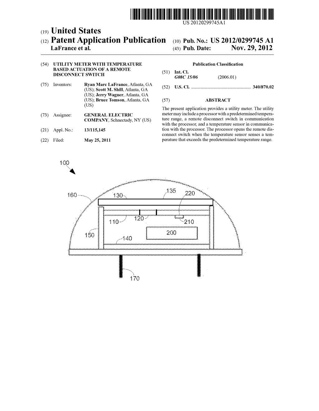 Utility Meter with Temperature Based Actuation of a Remote Disconnect     Switch - diagram, schematic, and image 01