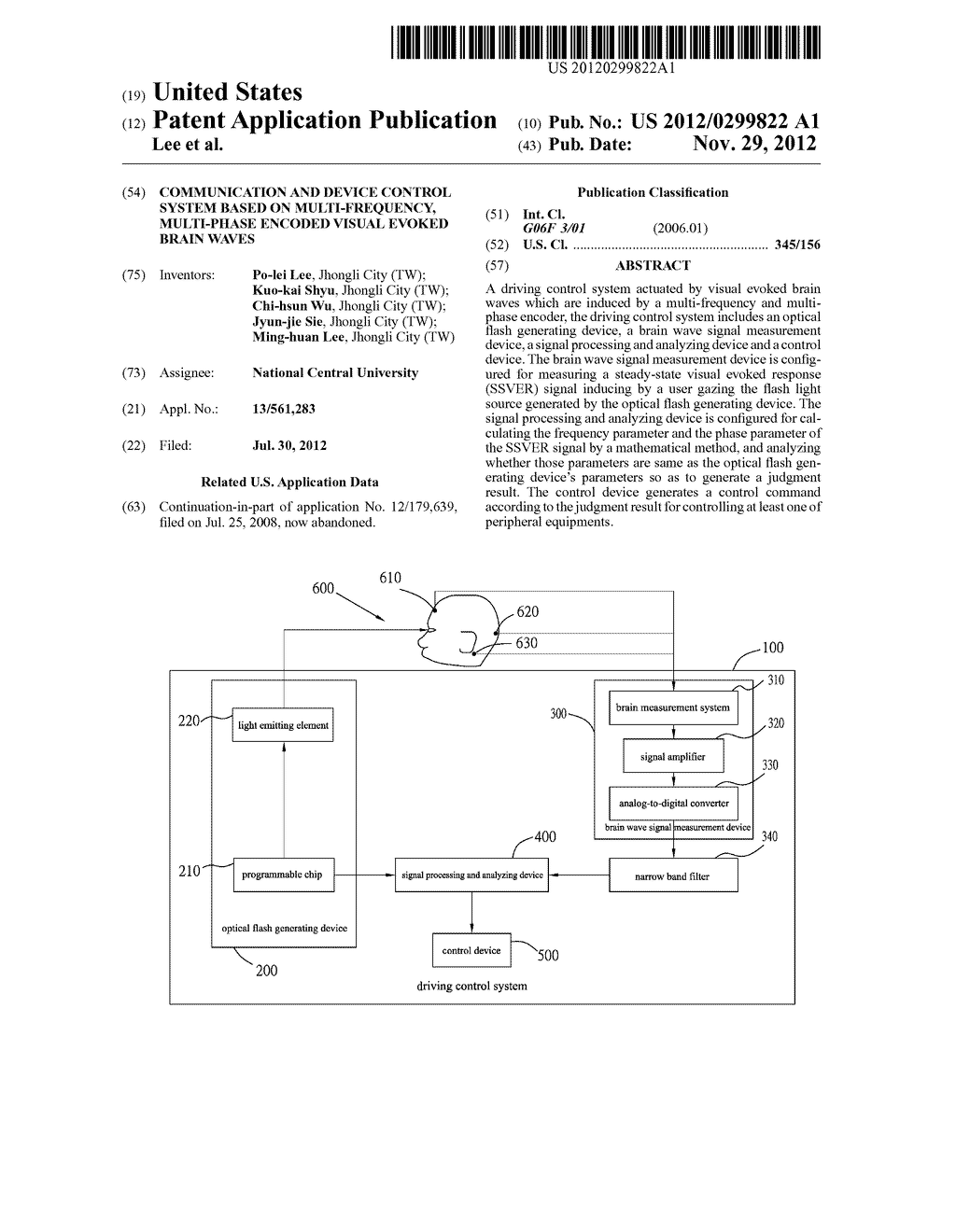 Communication and Device Control System Based on Multi-Frequency,     Multi-Phase Encoded Visual Evoked Brain Waves - diagram, schematic, and image 01