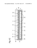 INSTALLATION STRUCTURE OF THIN-TYPE DISPLAY AND RESISTIVE FILM TYPE TOUCH     PANEL, RESISTIVE FILM TYPE TOUCH PANEL UNIT WITH FRONT-SURFACE     PROTRUSIONS, AND THIN-TYPE DISPLAY UNIT WITH BACK-SURFACE PROTRUSIONS diagram and image