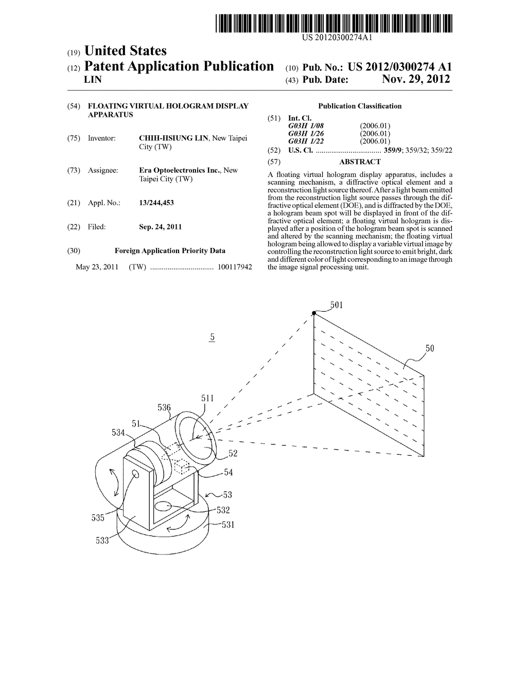 FLOATING VIRTUAL HOLOGRAM DISPLAY APPARATUS - diagram, schematic, and image 01