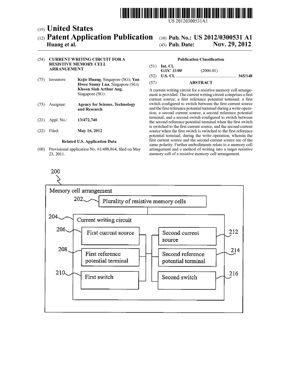 Current Writing Circuit for a Resistive Memory Cell Arrangement - diagram, schematic, and image 01