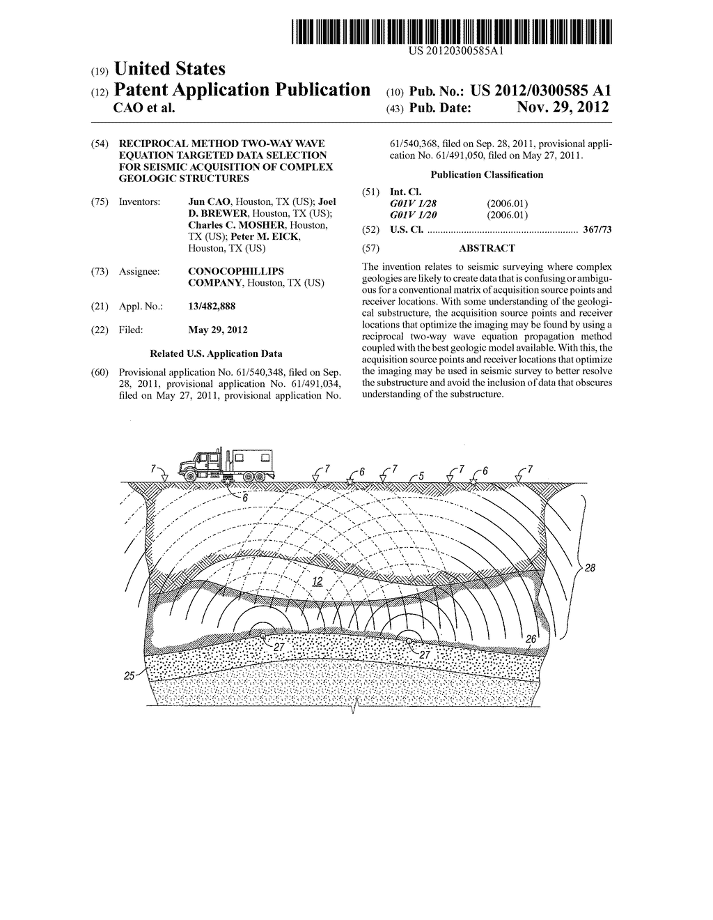 RECIPROCAL METHOD TWO-WAY WAVE EQUATION TARGETED DATA SELECTION FOR     SEISMIC ACQUISITION OF COMPLEX GEOLOGIC STRUCTURES - diagram, schematic, and image 01