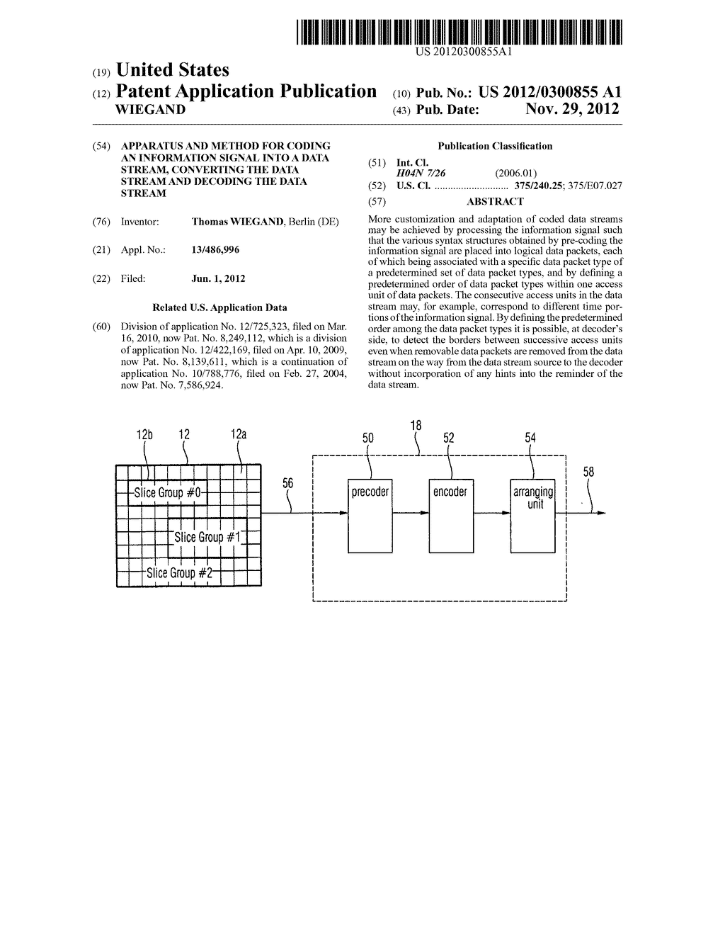 APPARATUS AND METHOD FOR CODING AN INFORMATION SIGNAL INTO A DATA STREAM,     CONVERTING THE DATA STREAM AND DECODING THE DATA STREAM - diagram, schematic, and image 01