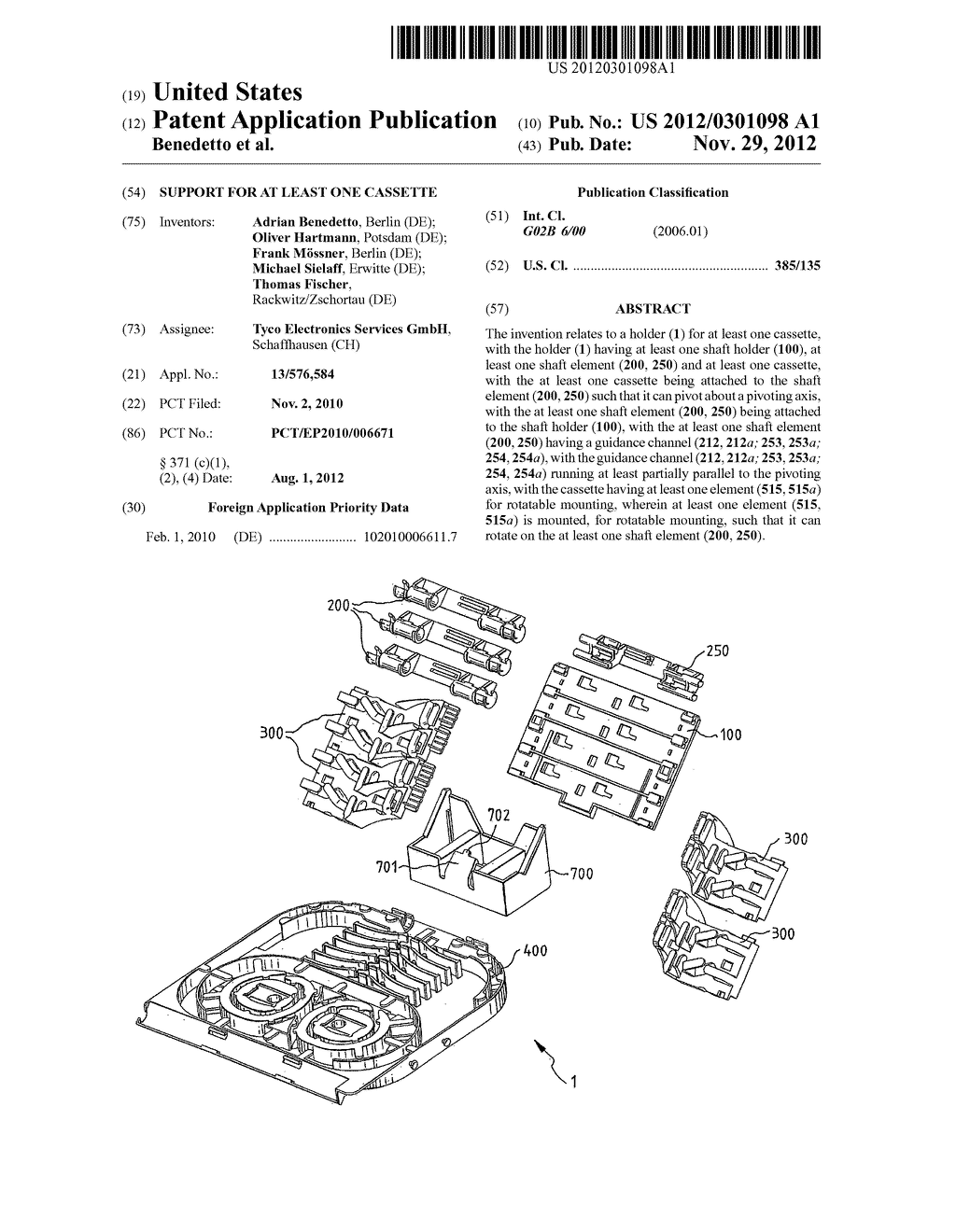 SUPPORT FOR AT LEAST ONE CASSETTE - diagram, schematic, and image 01