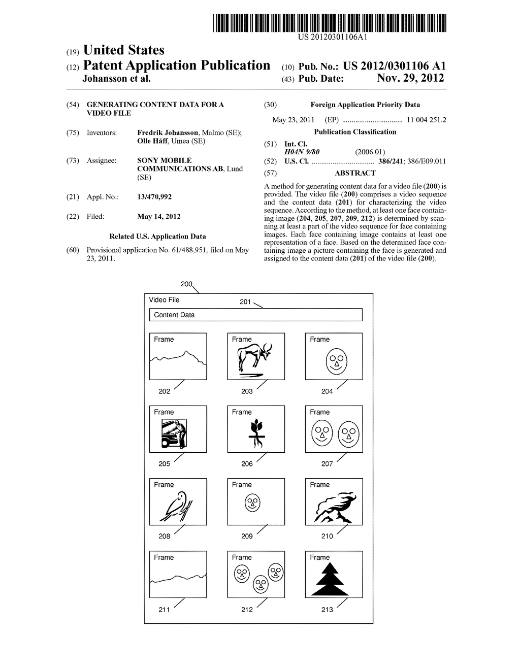 GENERATING CONTENT DATA FOR A VIDEO FILE - diagram, schematic, and image 01