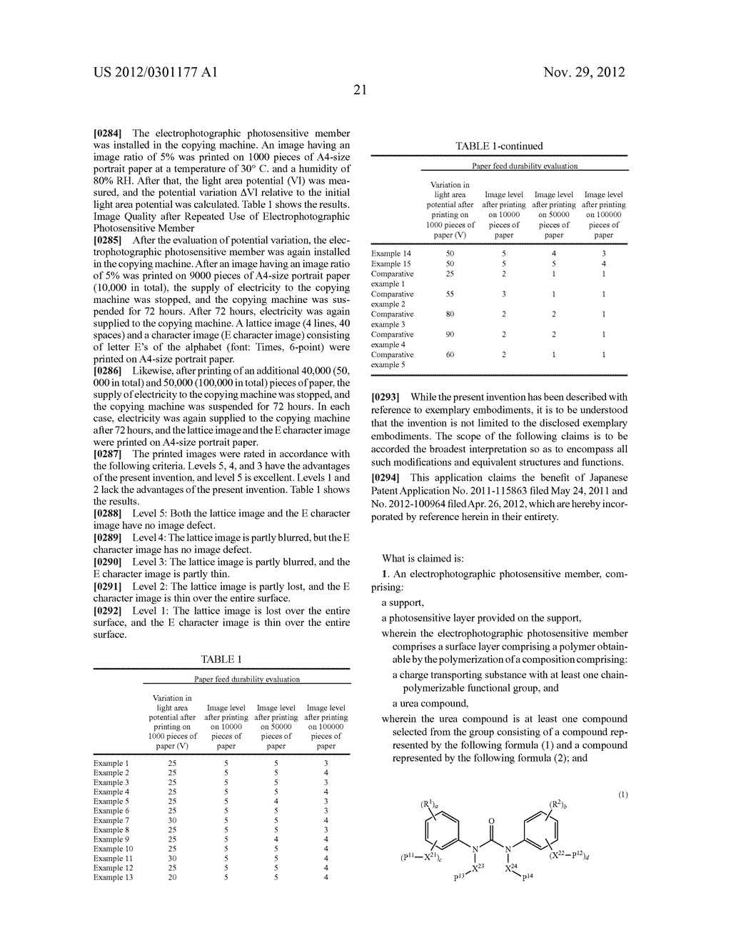 ELECTROPHOTOGRAPHIC PHOTOSENSITIVE MEMBER, PROCESS CARTRIDGE,     ELECTROPHOTOGRAPHIC APPARATUS, METHOD OF PRODUCING ELECTROPHOTOGRAPHIC     PHOTOSENSITIVE MEMBER, AND UREA COMPOUND - diagram, schematic, and image 24