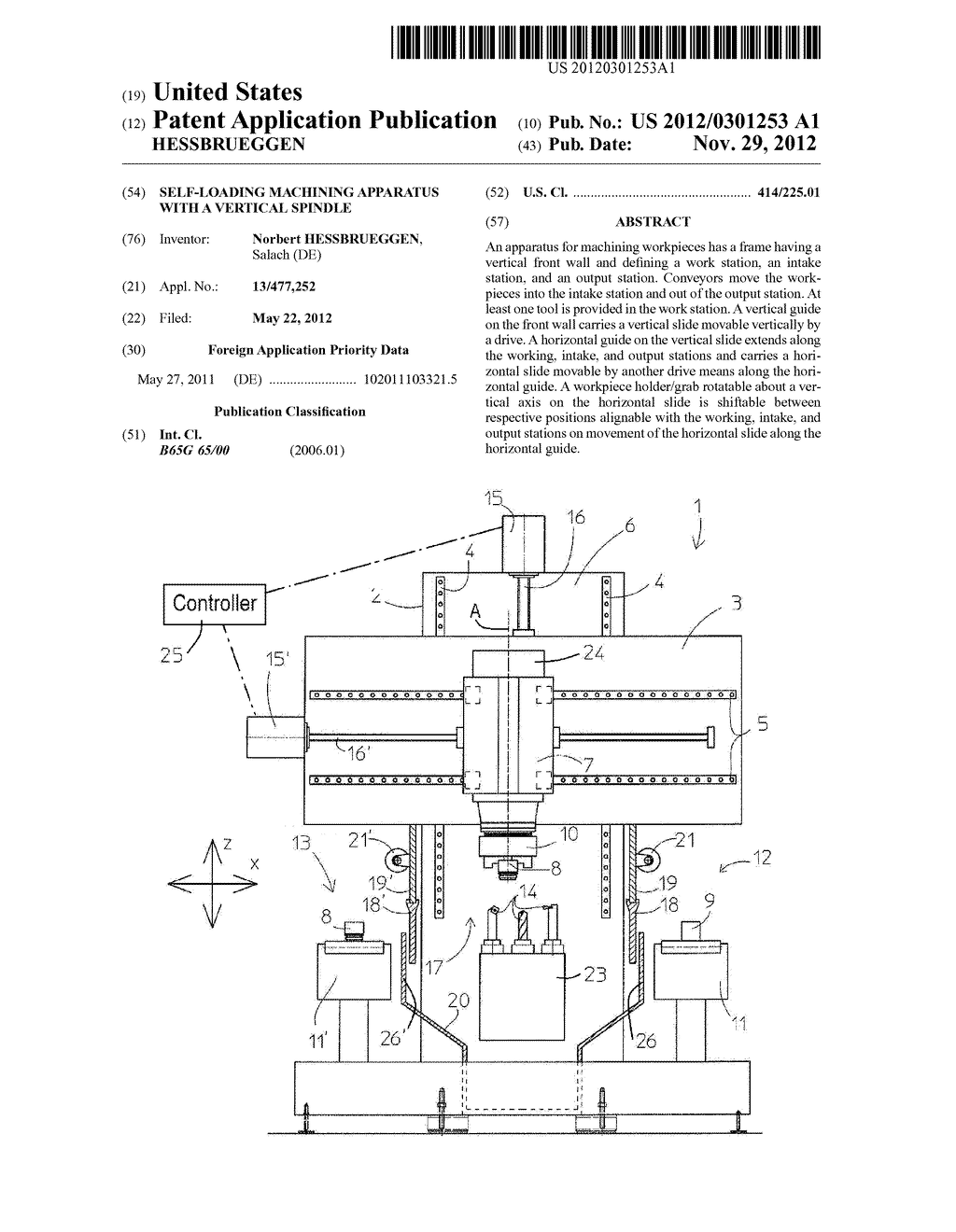 SELF-LOADING MACHINING APPARATUS WITH A VERTICAL SPINDLE - diagram, schematic, and image 01